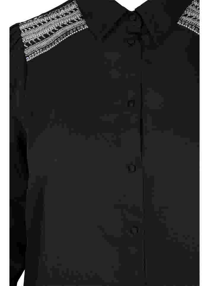Lång skjorta med pärldetaljer, Black, Packshot image number 2