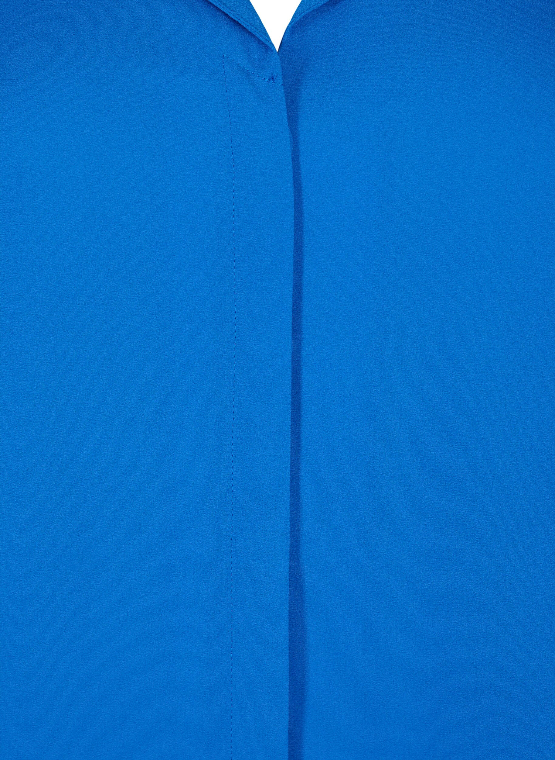 Zizzi Enf&auml;rgad skjorta med V-ringning, Princess Blue, Packshot image number 2