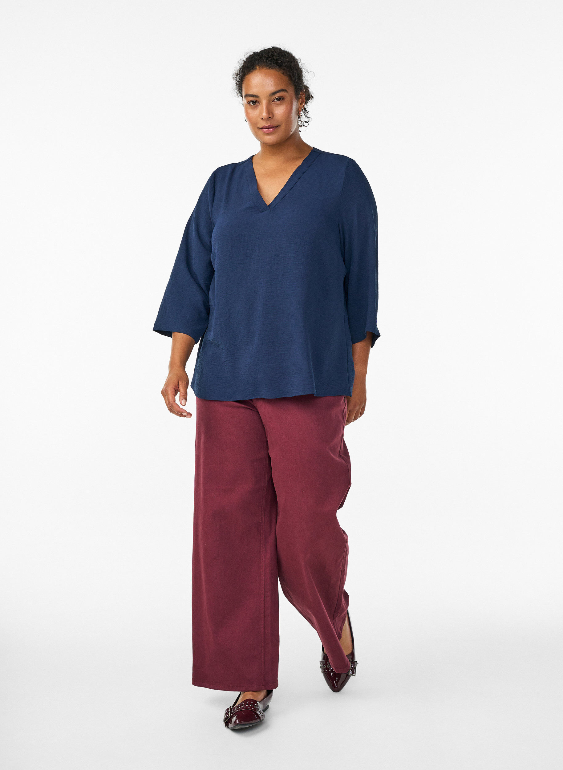 ZizziBlus med 3/4-&auml;rm, Bl&aring;, Model image number 1