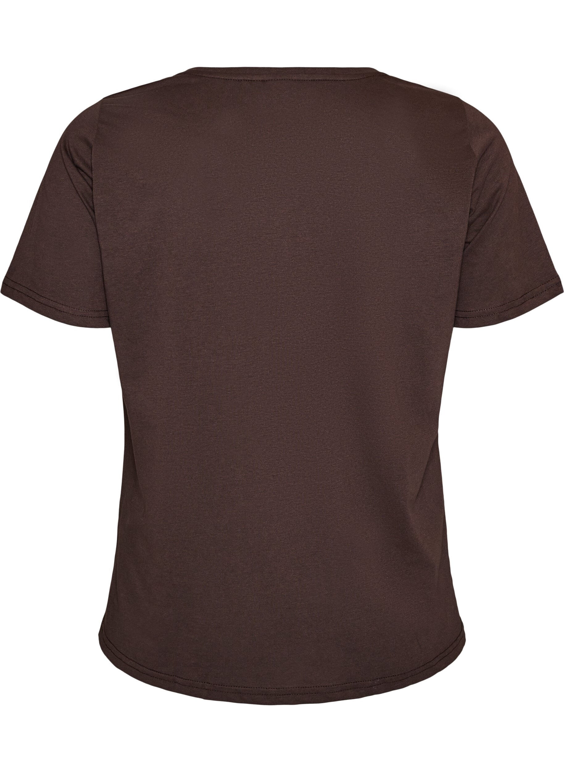 ZizziT-shirt med tryck, Brun, Packshot image number 1
