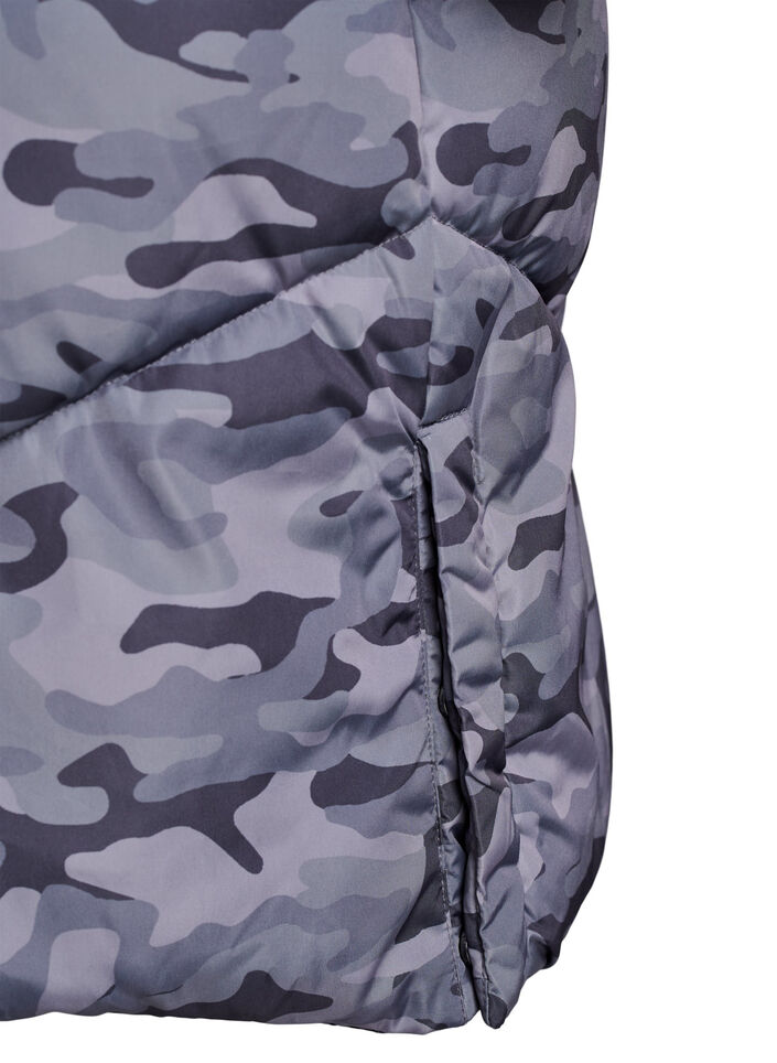 L&aring;ng kamouflagem&ouml;nstrad pufferjacka, Gr&aring;, Packshot image number 4