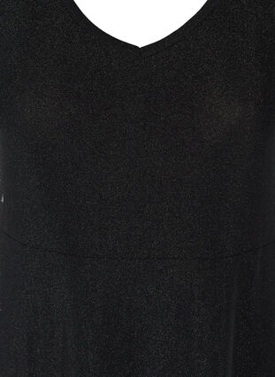 Ärmlös glitterklänning med v-ringning, Black, Packshot image number 2