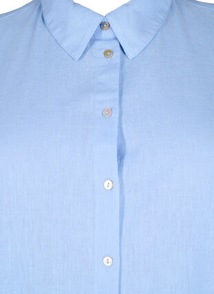 Lång skjorta i bomullsblandning med linne, Serenity, Packshot image number 2
