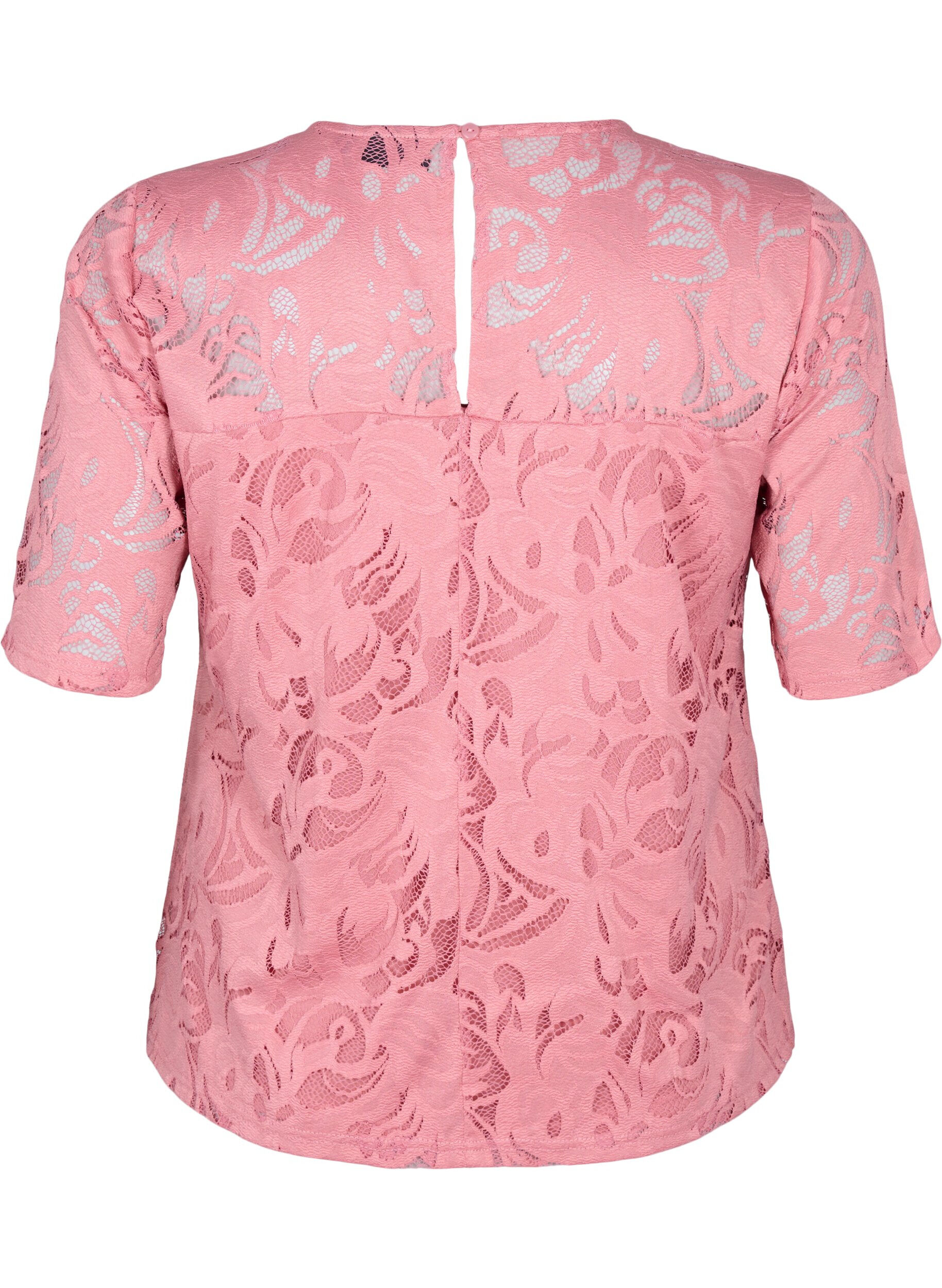 Zizzi Kort&auml;rmad spetsblus, Dusty Rose, Packshot image number 1