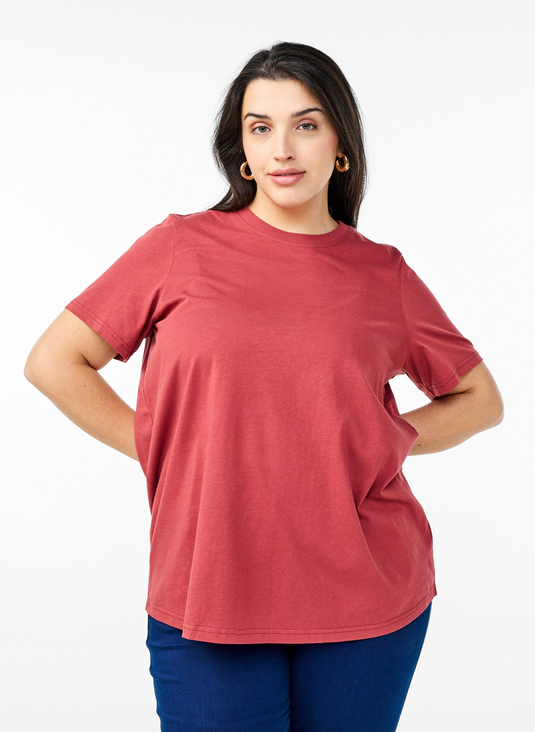 ZizziEnkel t-shirt i bomull med rund halsringning, R&ouml;d, Model image number 0