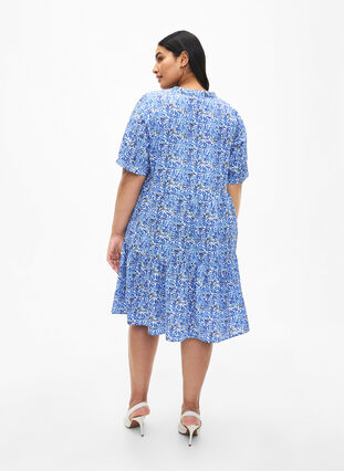 FLASH - A-linjeformad klänning med tryck, White Blue AOP, Model image number 1