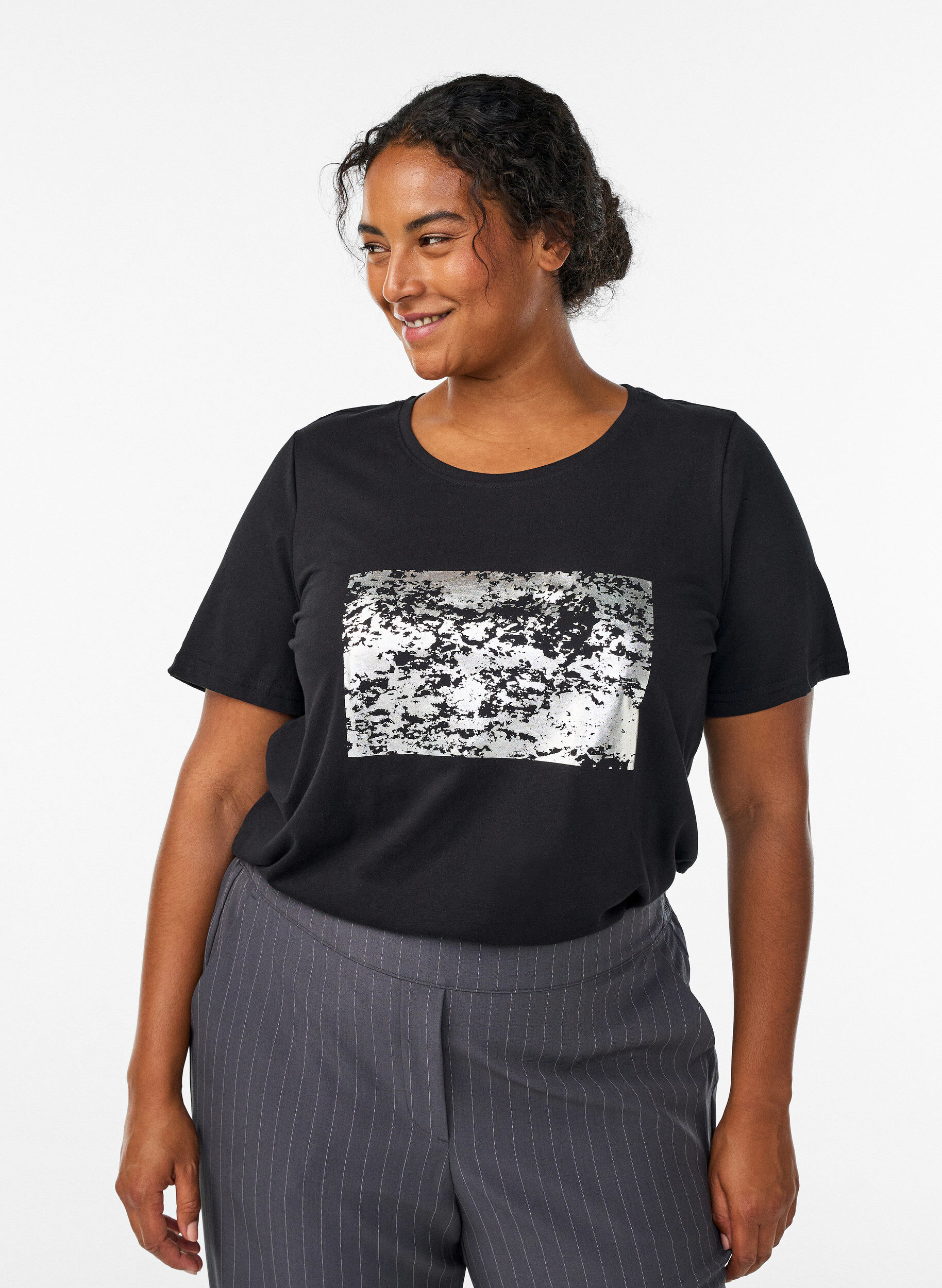 ZizziT-shirt med tryck, Svart, Model image number 0
