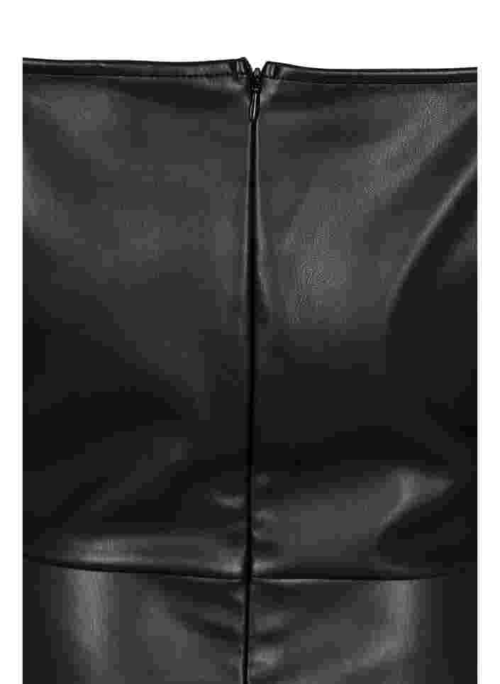 A-linjeformad klänning i läderimitation, Black, Packshot image number 3