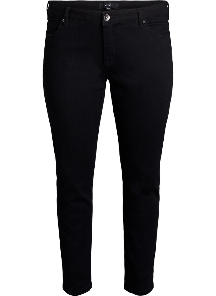 Emily-jeans med smal passform och normal midja, Svart, Packshot image number 0