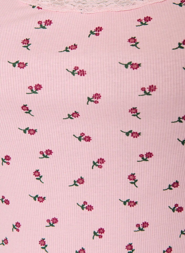 Topp med tryck och spetskant, Rosa, Packshot image number 2