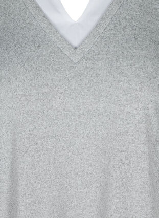 Gråmelerad skjorttröja med 3/4 ärmar, Light Grey Melange, Packshot image number 2