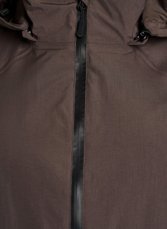 Vattent&auml;t vinterjacka med avtagbar huva, Brun, Packshot image number 2