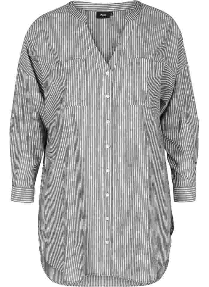 Randig skjorta i 100% bomull, Black Stripe