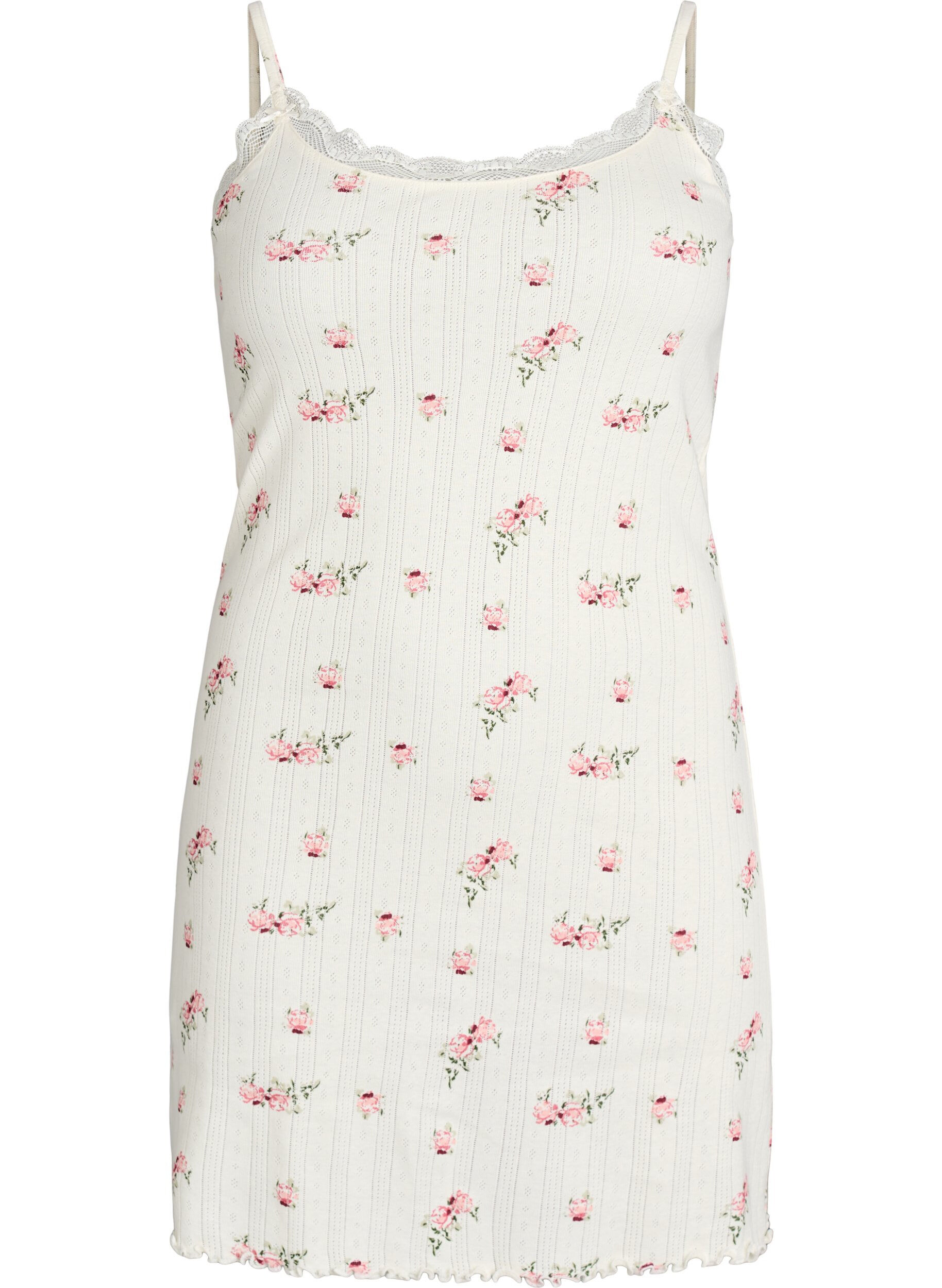 Nattlinne med smala axelband och strukturm&ouml;nster