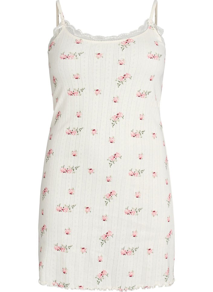 Nattlinne med smala axelband och strukturm&ouml;nster, Vanilla, Packshot