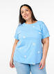 T-shirt i ekologisk bomull med broderade motiv, Bl&aring;, Model image number 0