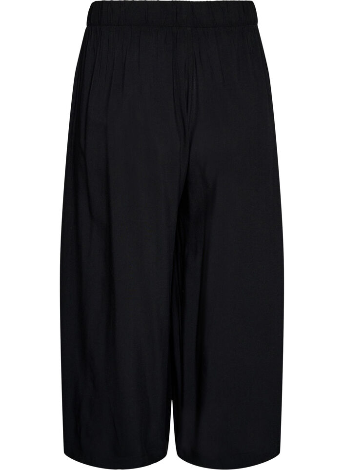 Culottes i viskos med h&ouml;g midja och vida ben, Svart, Packshot image number 1