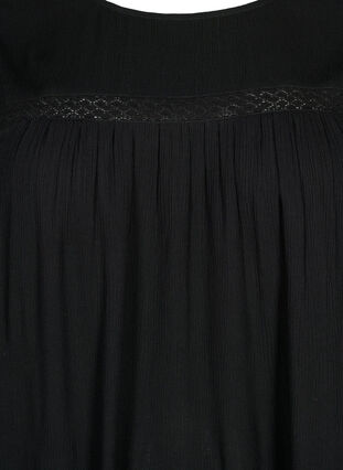 Klänning i viskos med spetsband, Black, Packshot image number 2
