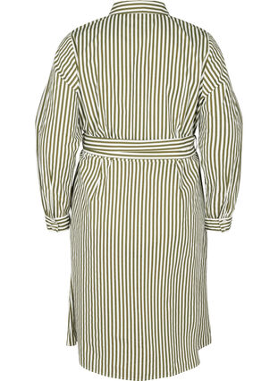 Randig skjortklänning i bomull, Ivy Green, Packshot image number 1