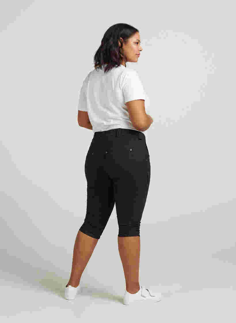 Slim fit capri-jeans med fickor, Black, Model image number 1