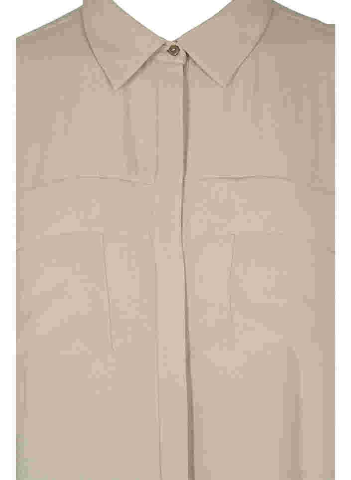 Kortärmad skjortklänning i viskos, Laurel Oak, Packshot image number 2