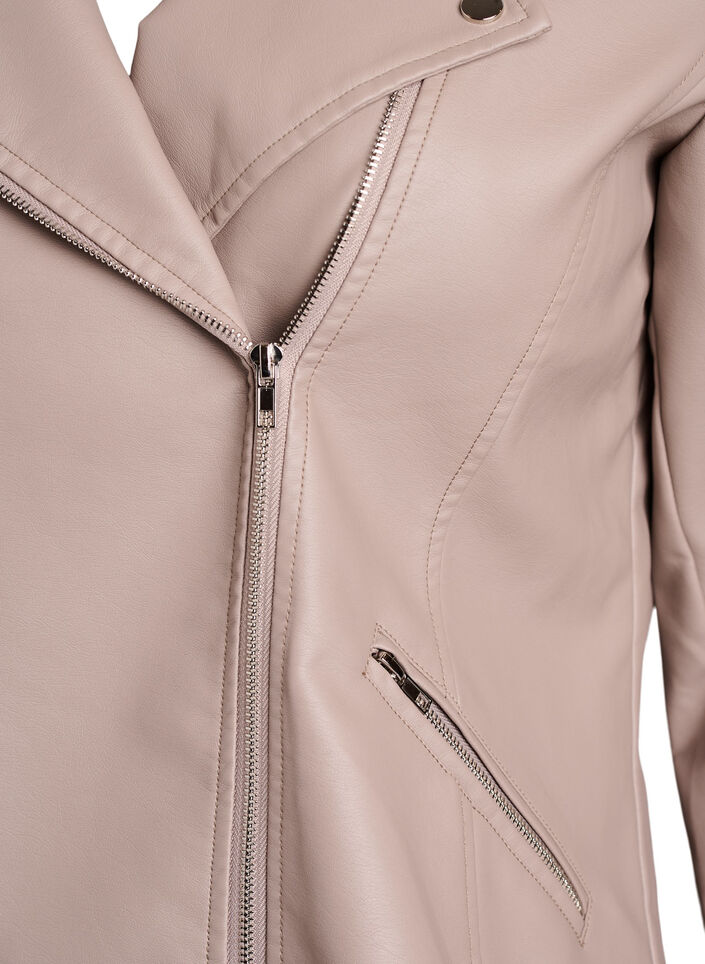 Bikerjacka i l&auml;derimitation, Beige, Packshot image number 2