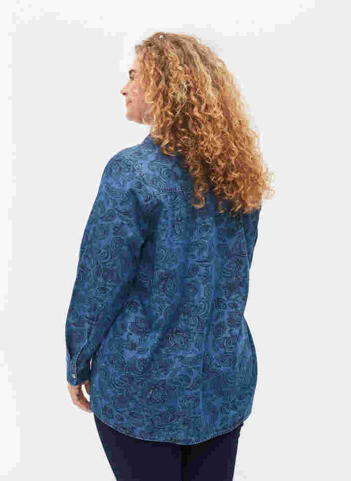 Bomullsskjorta i paisleymönster, Blue Paisley, Model image number 1