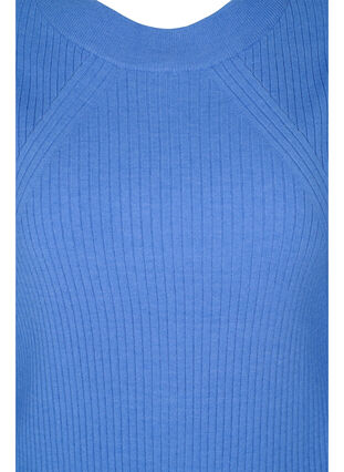 Ribbstickad tröja med ballongärmar, Ultramarine Mel., Packshot image number 2
