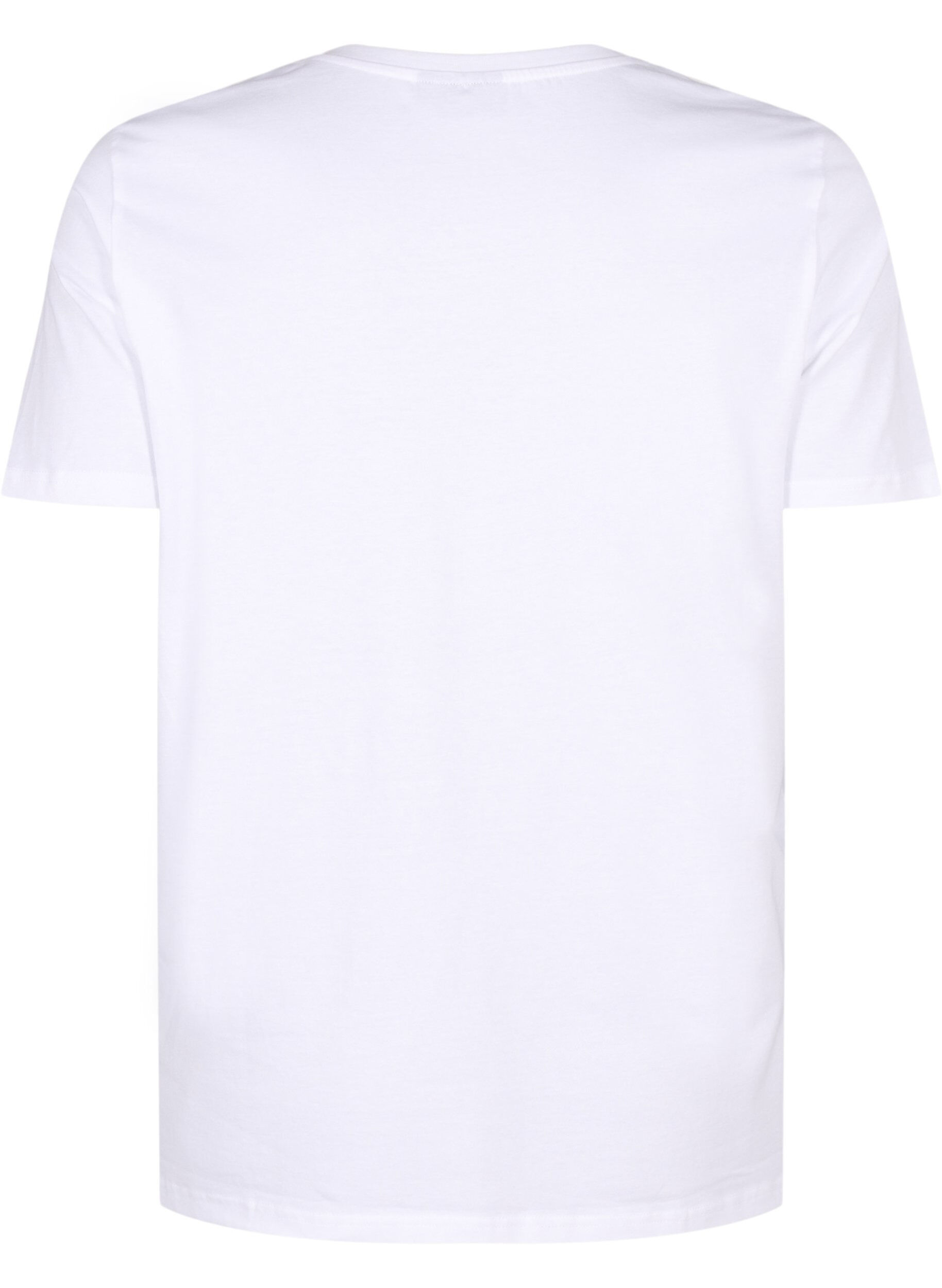 Zizzi T-shirt i ekologisk bomull med rosettdetalj, Bright White, Packshot image number 1