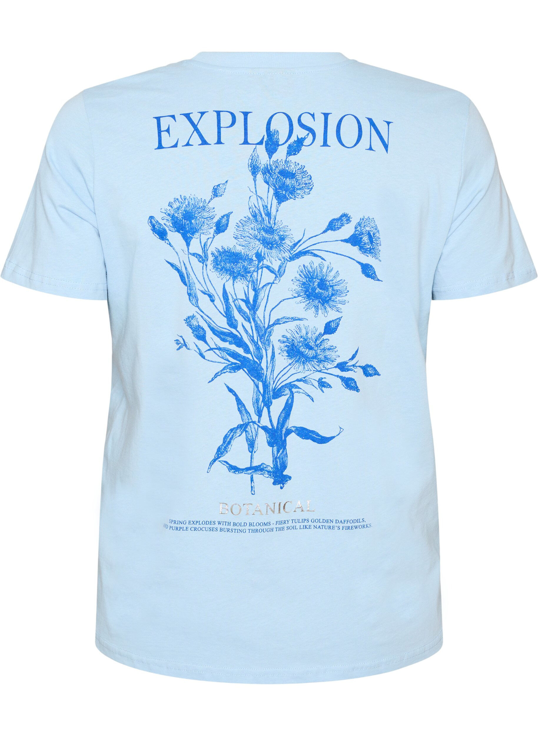 ZizziT-shirt i bomull med tryck, Bl&aring;, Packshot image number 1
