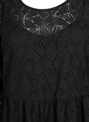 Spetsklänning med trekvartsärm, Black, Packshot image number 2