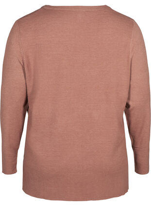Stickad tröja med v-ringning, Burlwood melange, Packshot image number 1