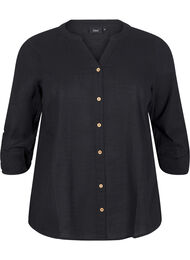 Bomullsblus med v-ringning, Svart