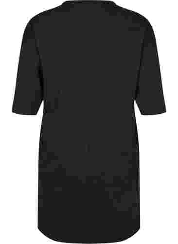 Melerad klänning med 3/4-ärmar och v-hals, Dark Grey Mel., Packshot image number 1