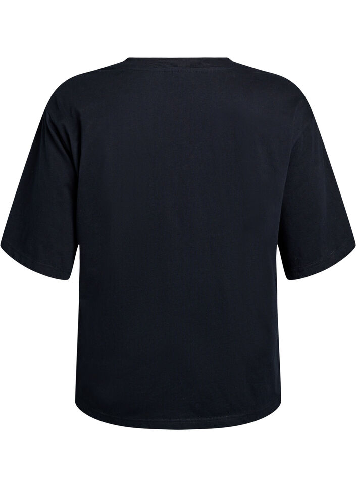 Oversized t-shirt med racingtryck, Svart, Packshot image number 1