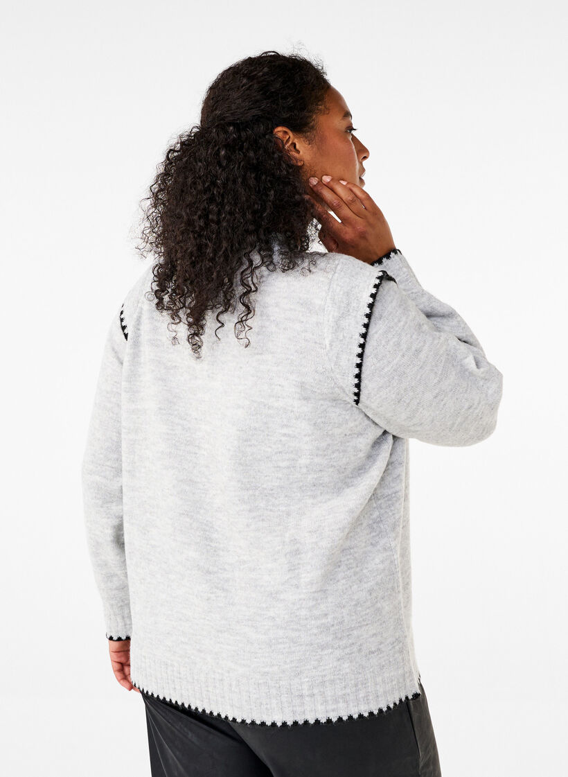 Stickad blus med kontrastsömmar, LGM Black Edges, Model image number 1