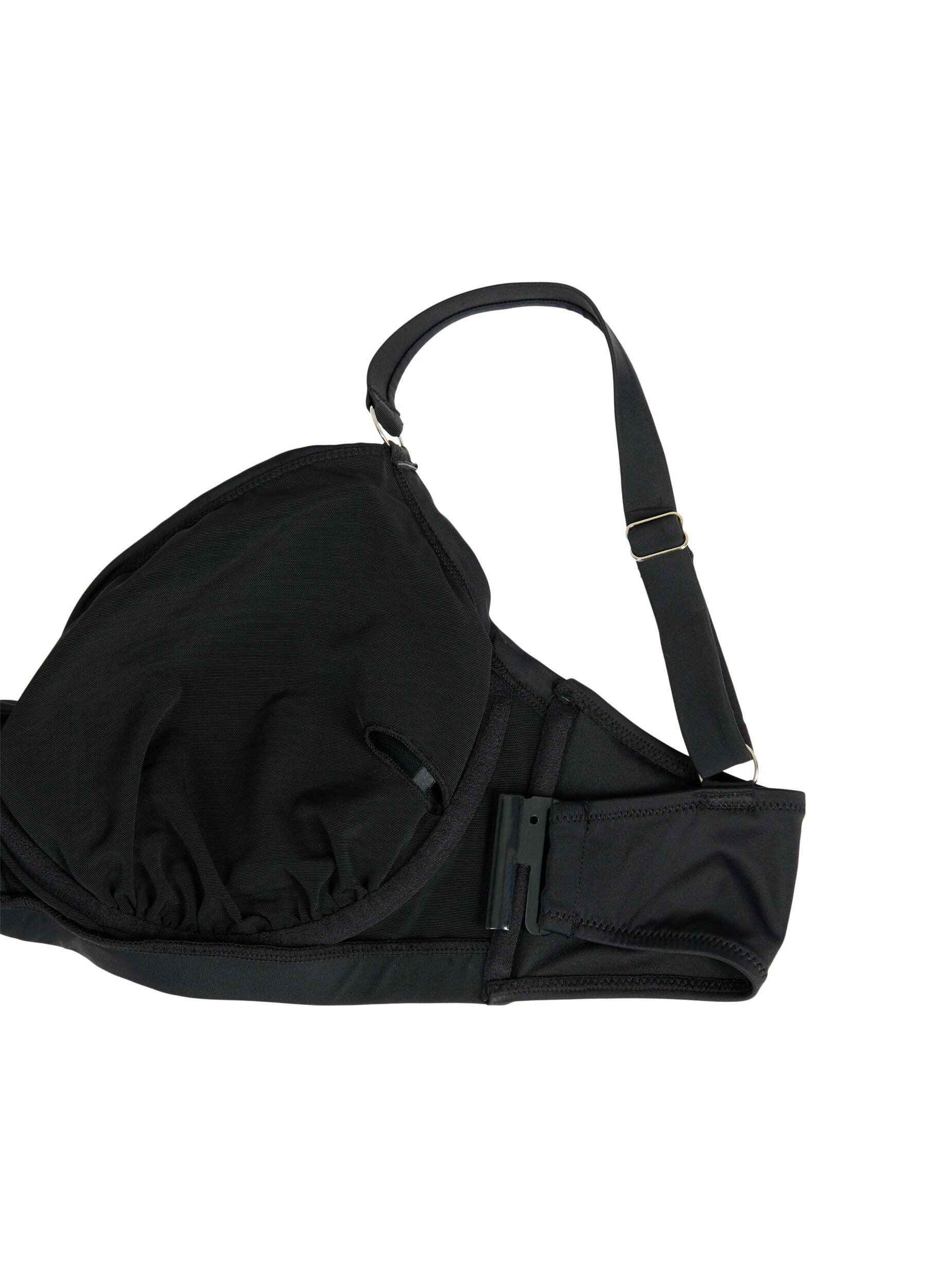 ZizziBikini-bh med bygel och drapering, Svart, Packshot image number 3