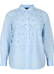 Bomullsskjorta med broderi anglaise, Chambray Blue, Packshot image number 0