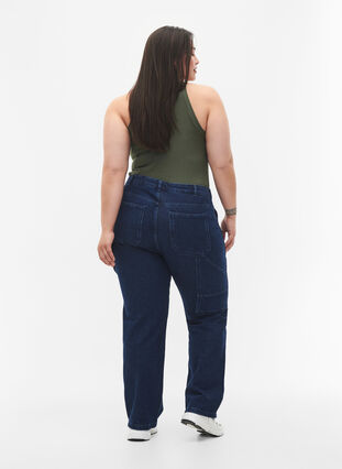 Cargo Jeans med rak passform, Dark blue, Model image number 1