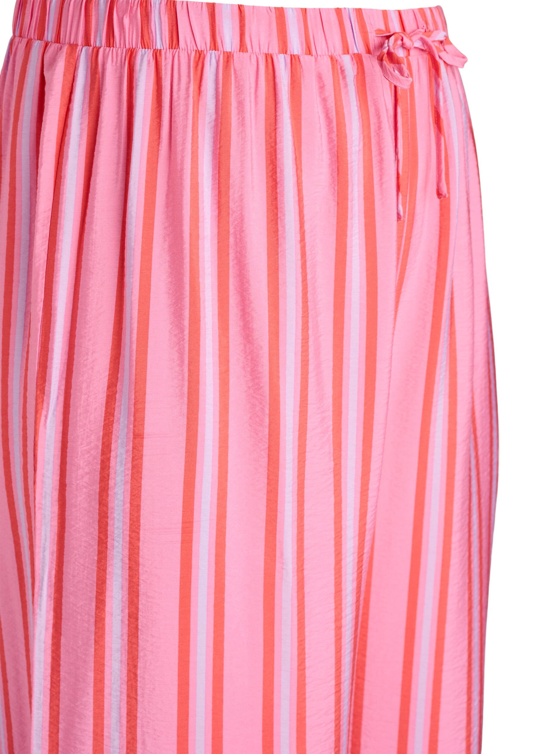 ZizziRandiga byxor med h&ouml;g midja och vida ben, Rosa, Packshot image number 2