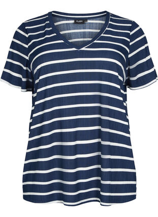 FLASH - V-ringad t-shirt med tryck, Night Sky Stripe, Packshot image number 0