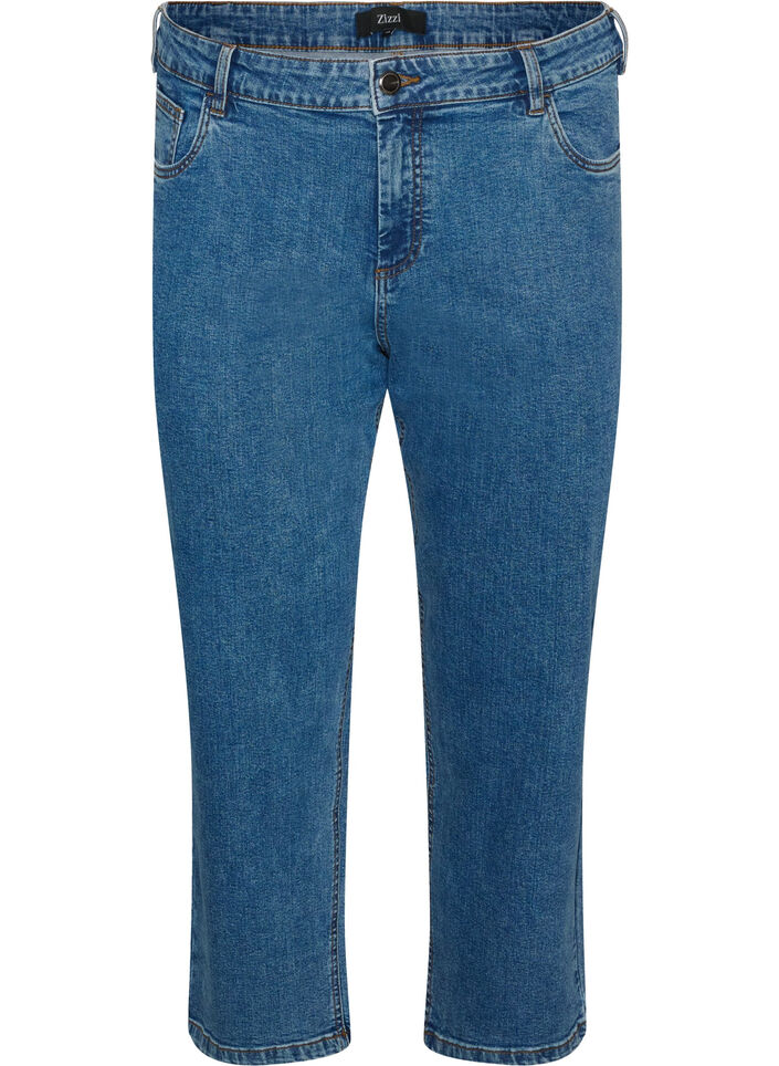 Croppade Vera-jeans med raka ben, Bl&aring;, Packshot image number 0