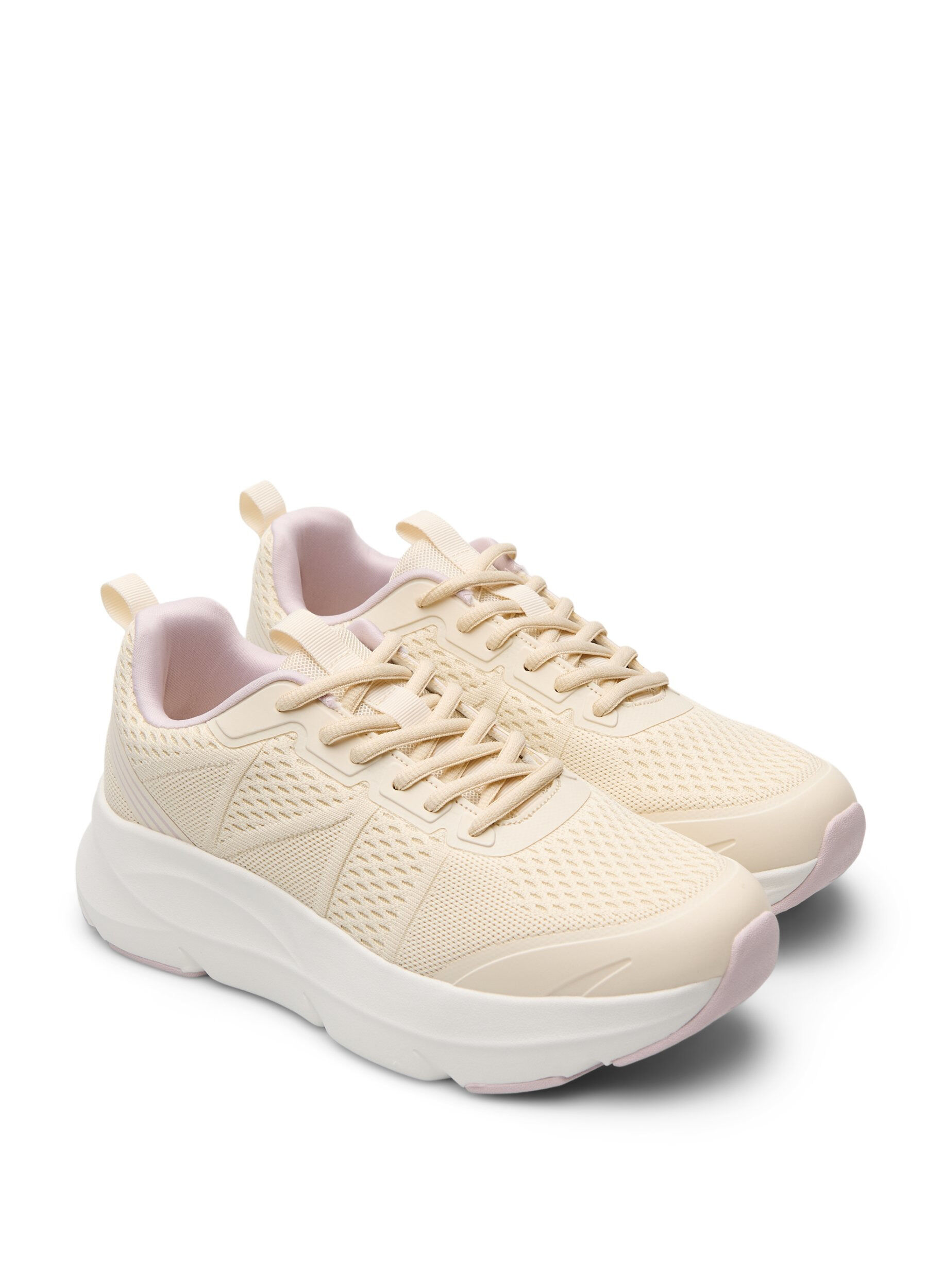 Zizzi Wide fit - Bekv&auml;ma sneakers med st&ouml;td&auml;mpande sula, Beige, Packshot image number 1