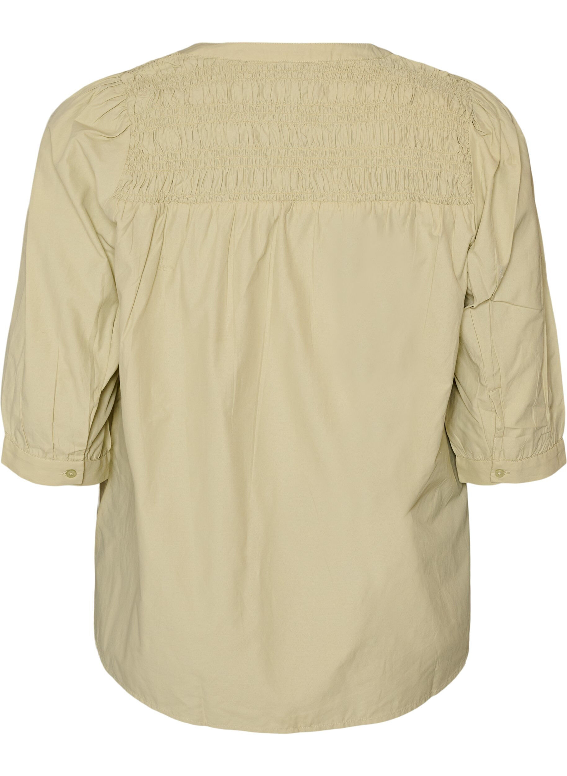 ZizziBlus med smock och 3/4-&auml;rmar, Gr&ouml;n, Packshot image number 1
