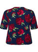 Blus i viskos med blommigt m&ouml;nster och ballongform, Bl&aring;, Packshot image number 1