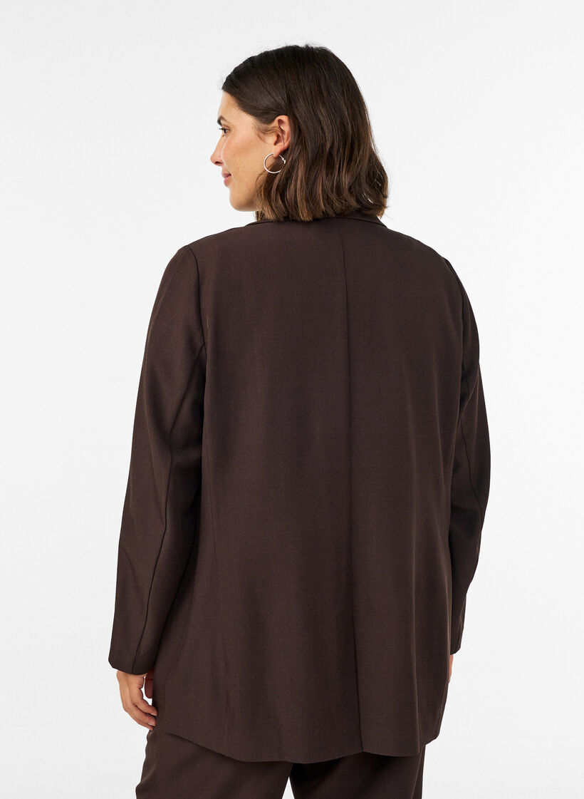 Kavaj med fickor och slitsar, Brun, Model image number 2