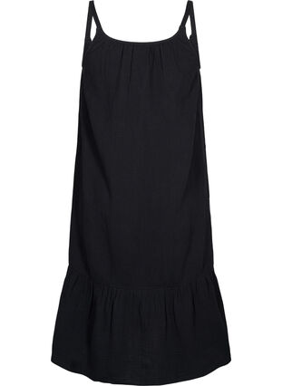 Lång strandklänning i bomull, Black, Packshot image number 1