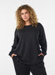L&aring;ng&auml;rmad blus i jersey med rund hals, Svart, Model image number 0