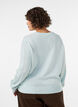 Kabelstickad cardigan med dekorativa knappar, Bl&aring;, Model image number 2