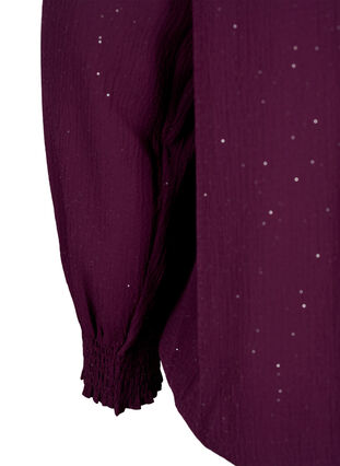 FLASH – Långärmad blus med smock och glitter	, Purple w. Silver, Packshot image number 3